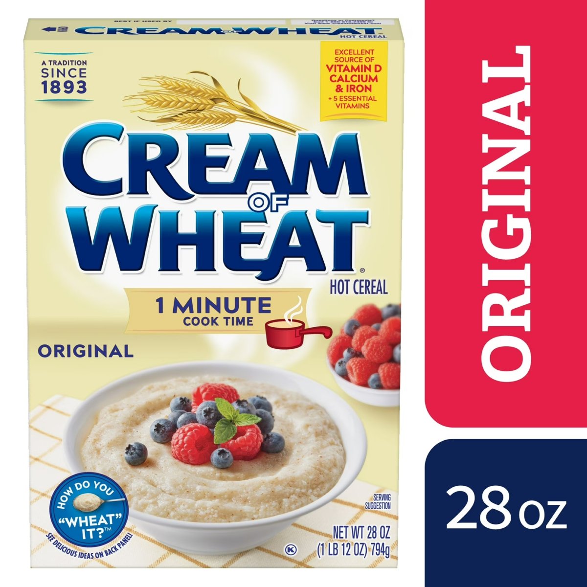 Cream of Wheat 1 Minute Hot Cereal, Original Flavor, Kosher, Shelf-Stable, 28 oz