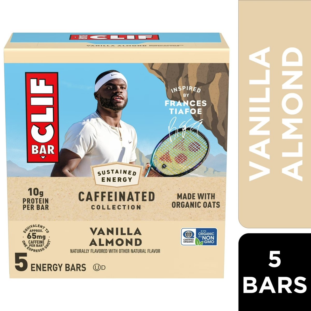 CLIF BAR Caffeinated Energy Protein Bars, Vanilla Almond, 5 Pack