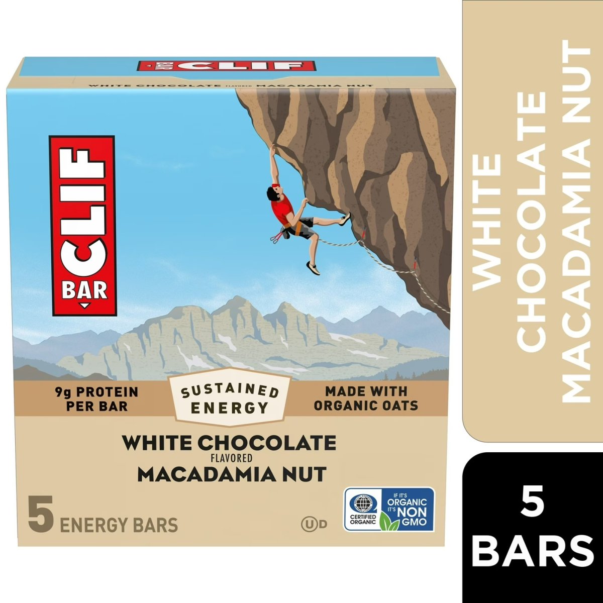 CLIF BAR Energy Protein Bars, White Chocolate Macadamia Nut, 5ct