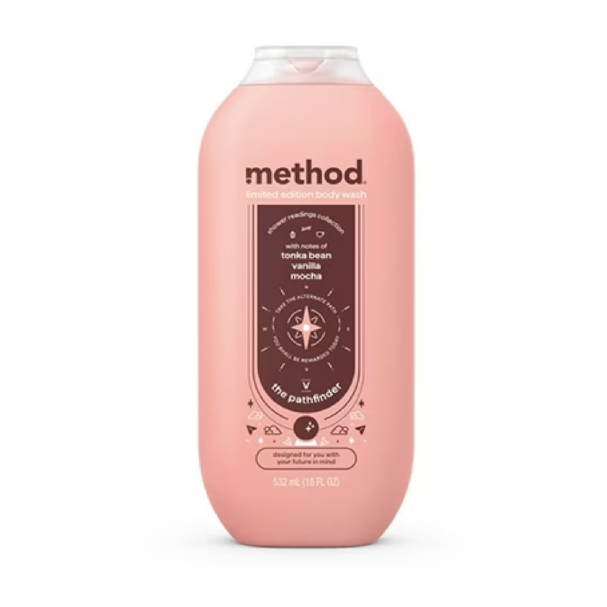 Method Limited Edition Shower Readings Pathfinder Body Wash, 18 oz Bottle, with Notes of Tonka Bean, Vanilla and Mocha