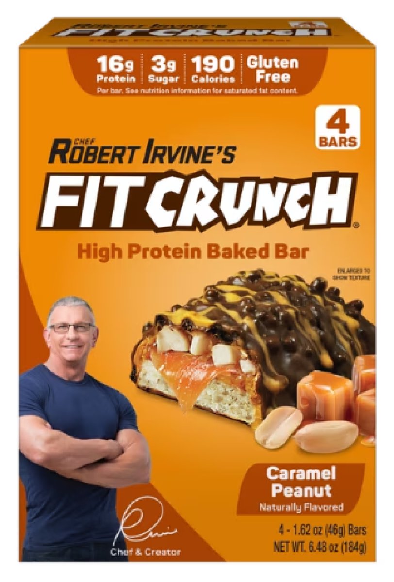 FITCRUNCH Caramel Peanut Protein Baked Bar, 16g of Protein, 4 Units