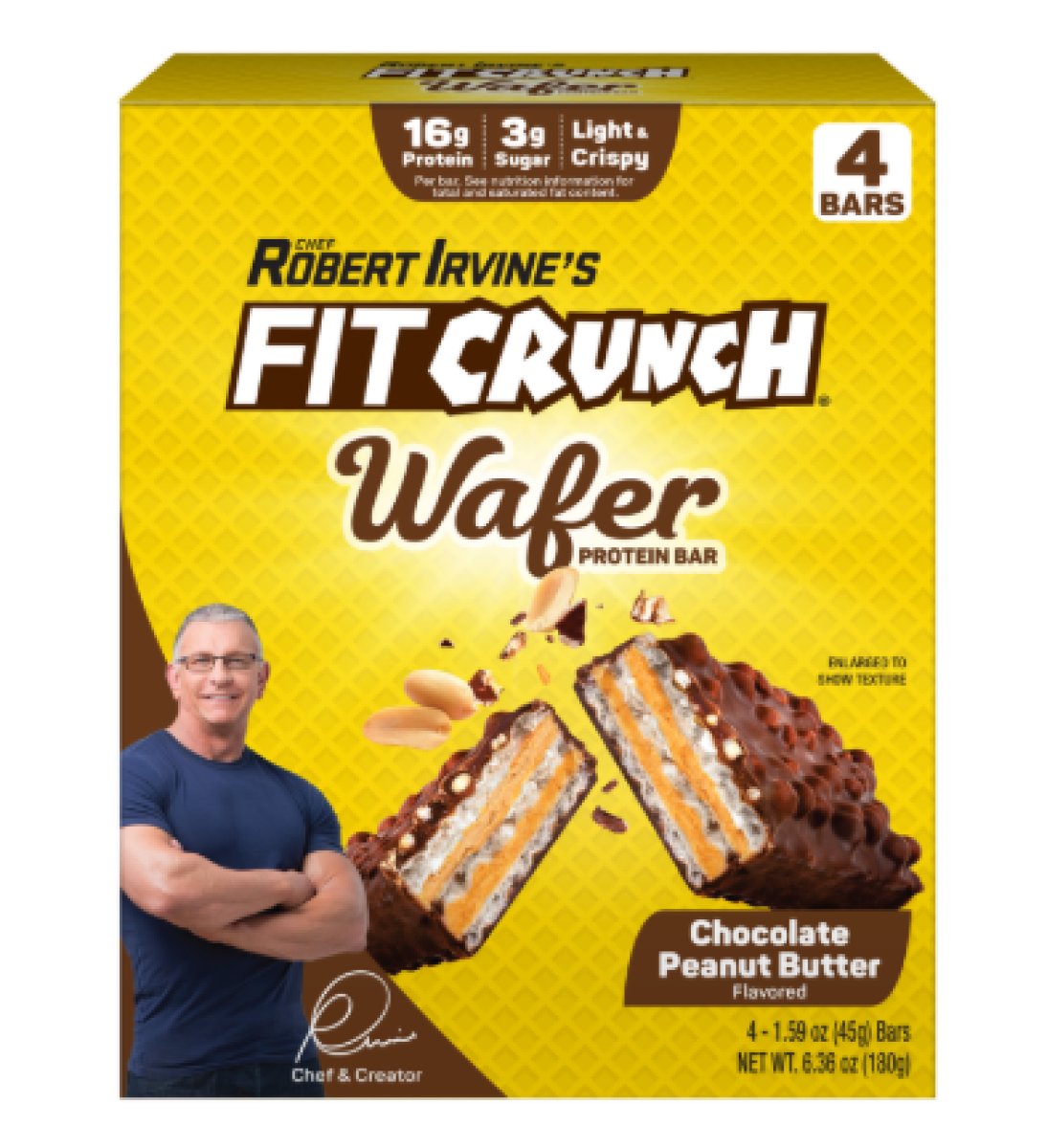 FITCRUNCH Peanut Butter Wafer Protein Bar 16g, 4 Units
