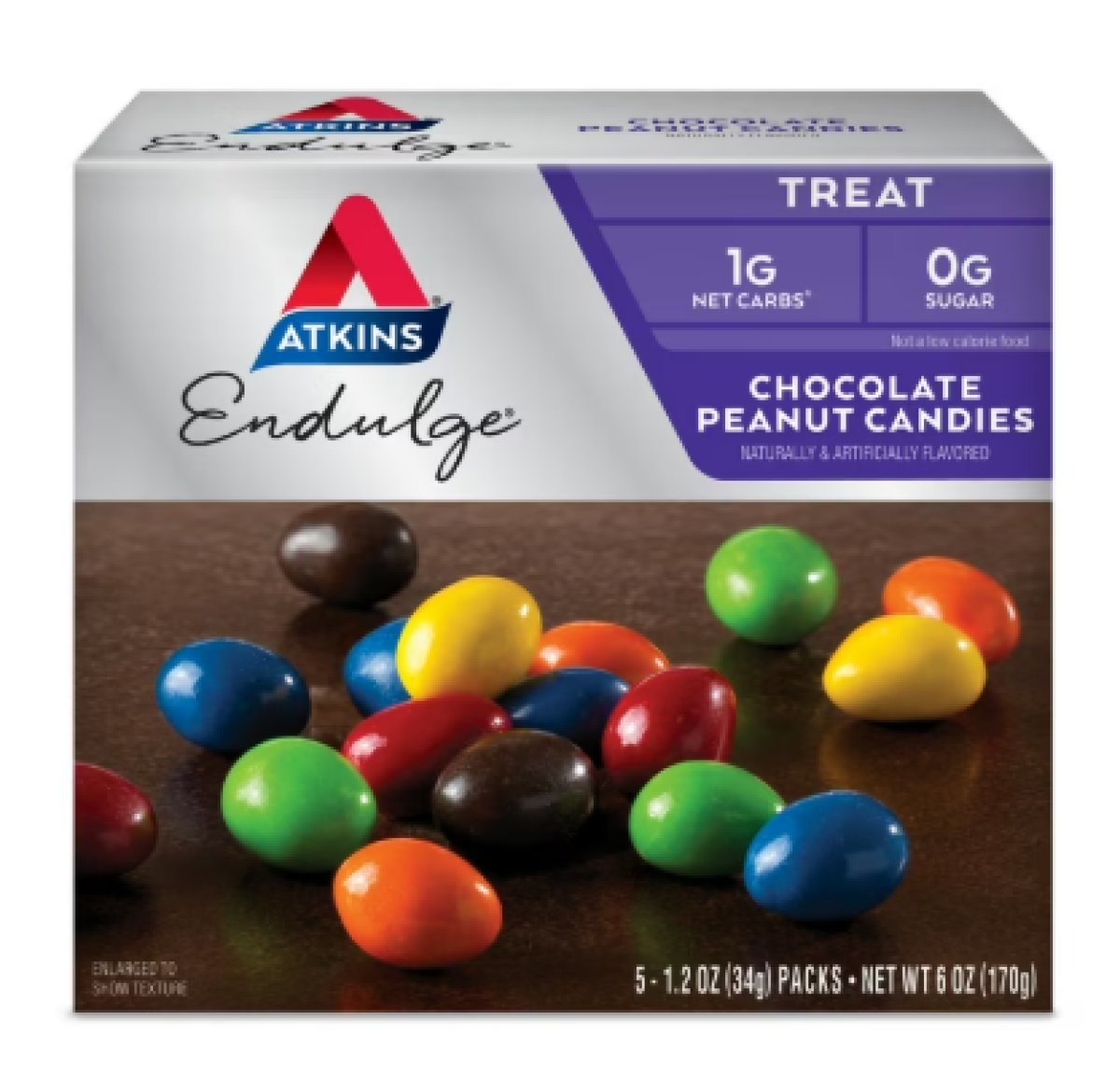 Atkins Endulge Peanut and Chocolate Candies, Sugar-Free Snacks, Low Carb Snacks, 5 Units
