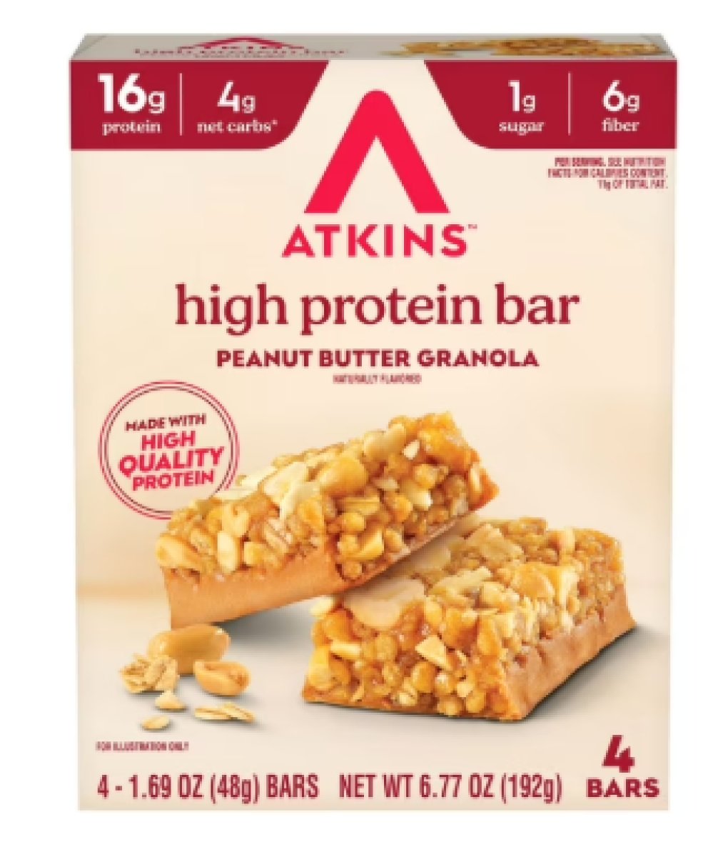 Atkins High Protein Bars, Peanut Butter with Granola Flavor, 16g of Protein, 4 Units