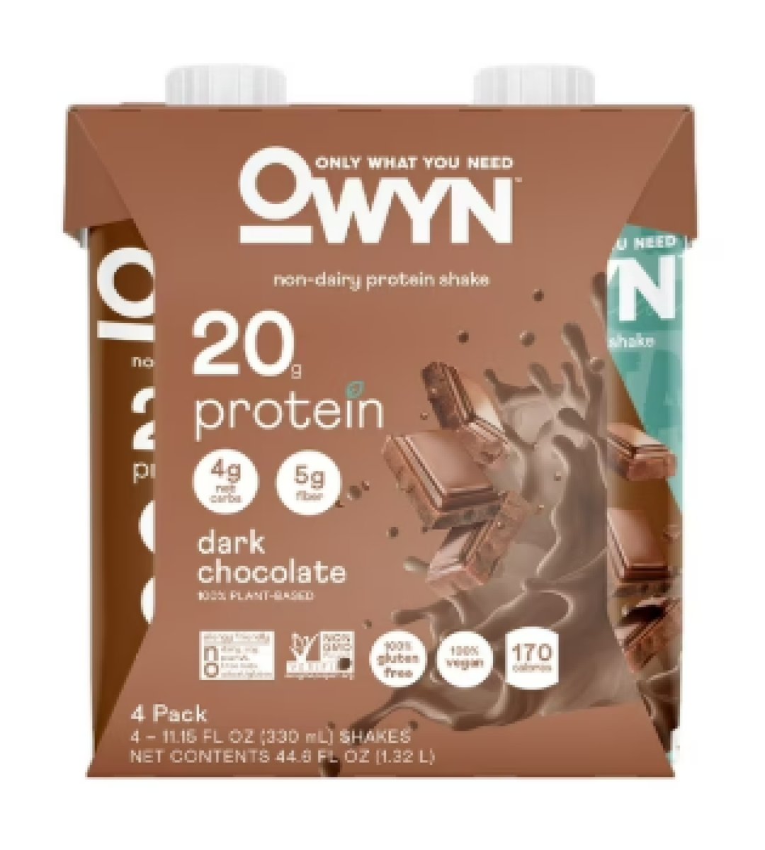 OWYN 20G Plant-Based Protein Shake, Dark Chocolate, 11.15 fl oz, 4 Count