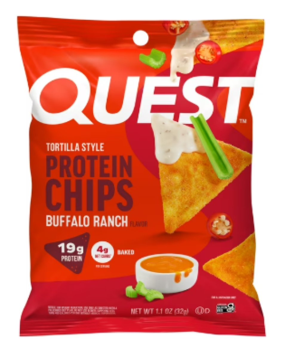 Quest Buffalo Ranch Protein Tortilla-Style Baked Chips, High in Protein, 1.1 oz Bag, Single Serving