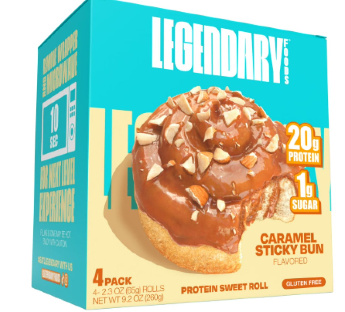 Legendary Foods Protein Sweet Roll-Caramel Sticky Bun 9.2oz/ 4pcs