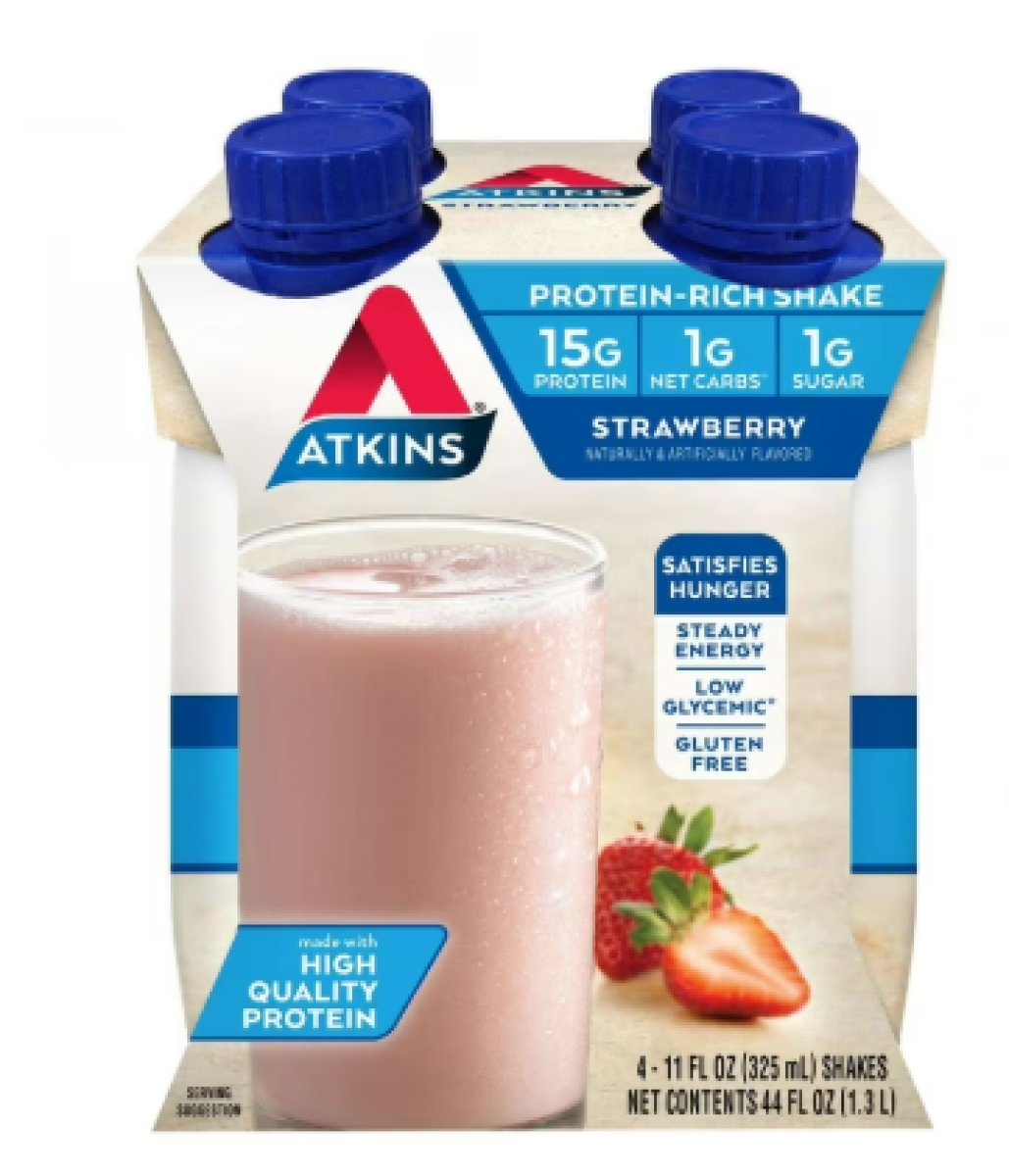 Atkins Strawberry Flavored Protein Shake, 15g of Protein, Keto Friendly, 11 fl oz, 4 Count