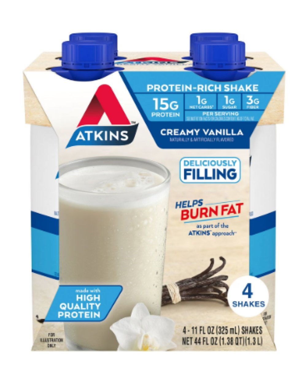 Atkins Creamy Vanilla Protein Shake, Keto Friendly, Gluten Free, 4 Units (Ready to Drink)