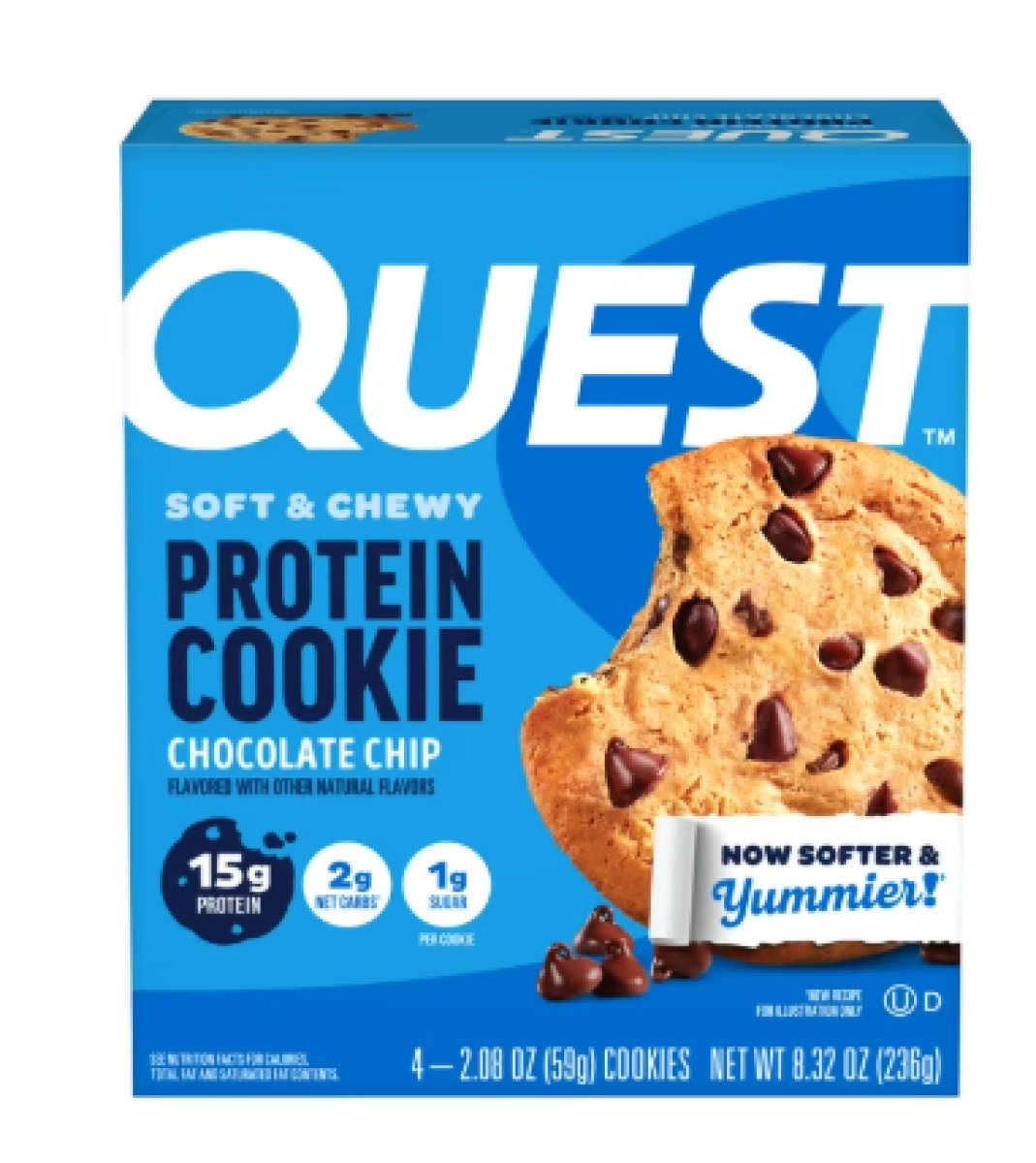 Quest Soft Chewy Protein Cookie, High in Protein, Chocolate Chip, 4 Count