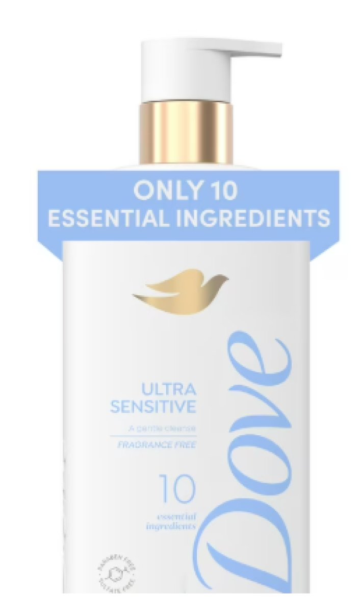 Dove Ultra Gentle Liquid Body Wash for Women, Fragrance-Free, 10 Essential Ingredients for All Skin Types, 18.5 oz