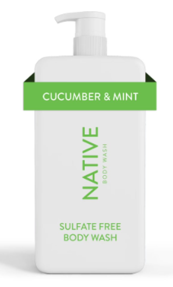 Native Body Wash Cucumber and Peppermint Sulfate Paraben-Free, for Men and Women, 36 oz