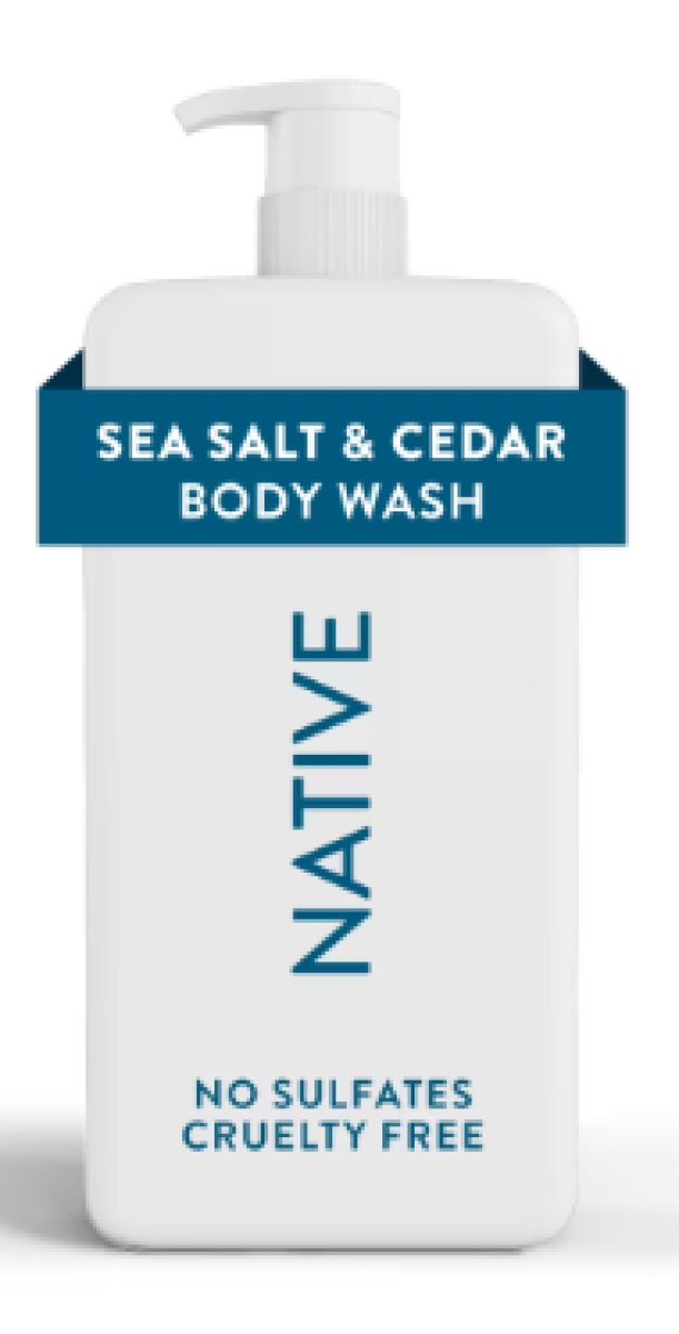 Native Body Wash, Sulfate-Free, Paraben-Free, Sea Salt & Cedarwood, for Women & Men, 36 oz