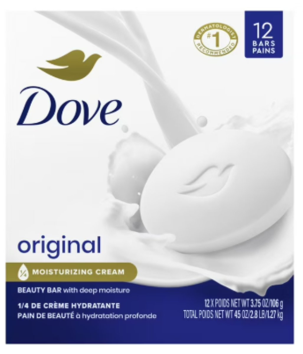 Dove Beauty Bar Original Women's Bath Soap, 3.75 oz 12 Bars