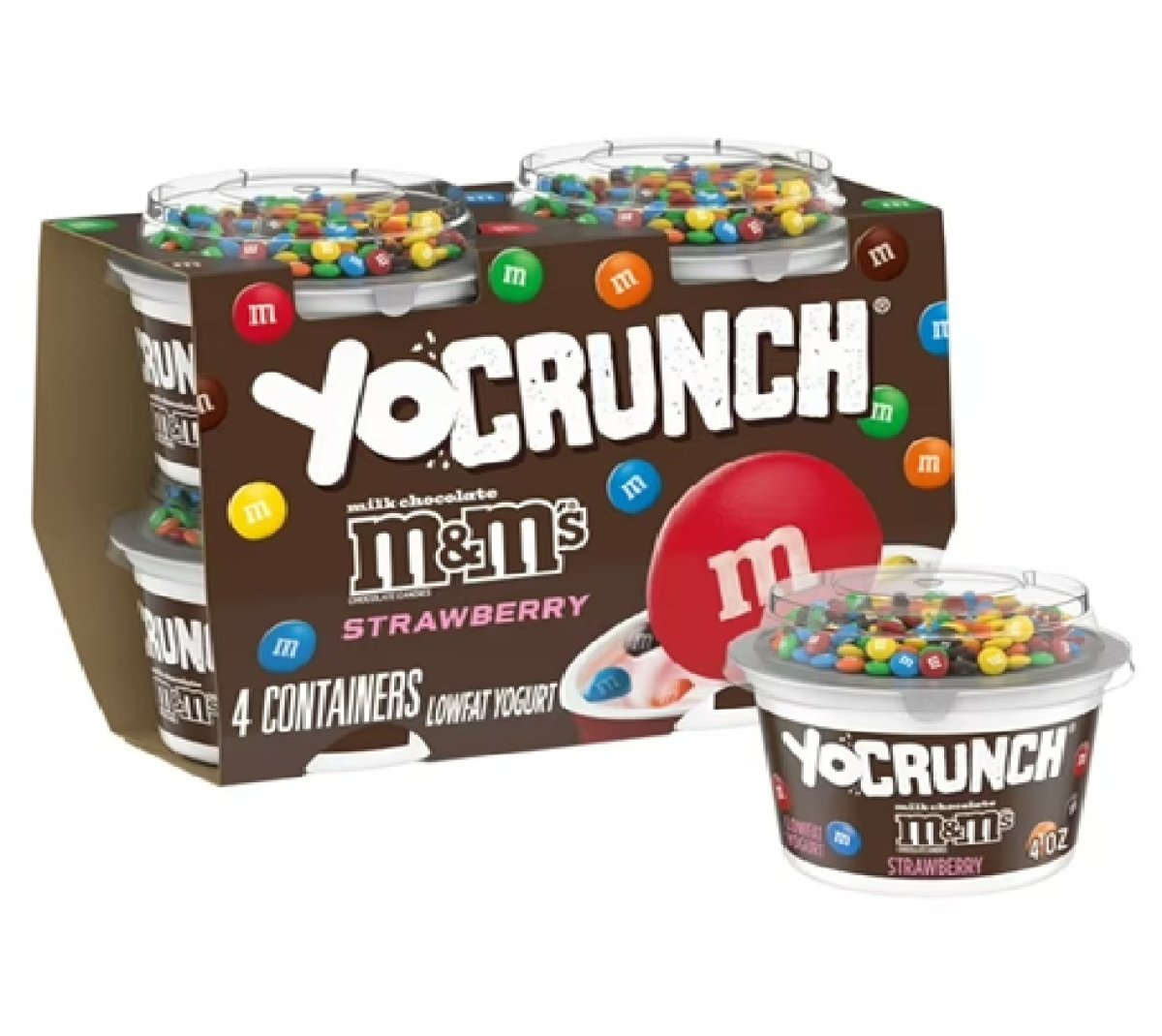 YoCrunch Strawberry Low Fat Yogurt with Mini M&Ms®, 4 oz Yogurt Cups, 4 Count