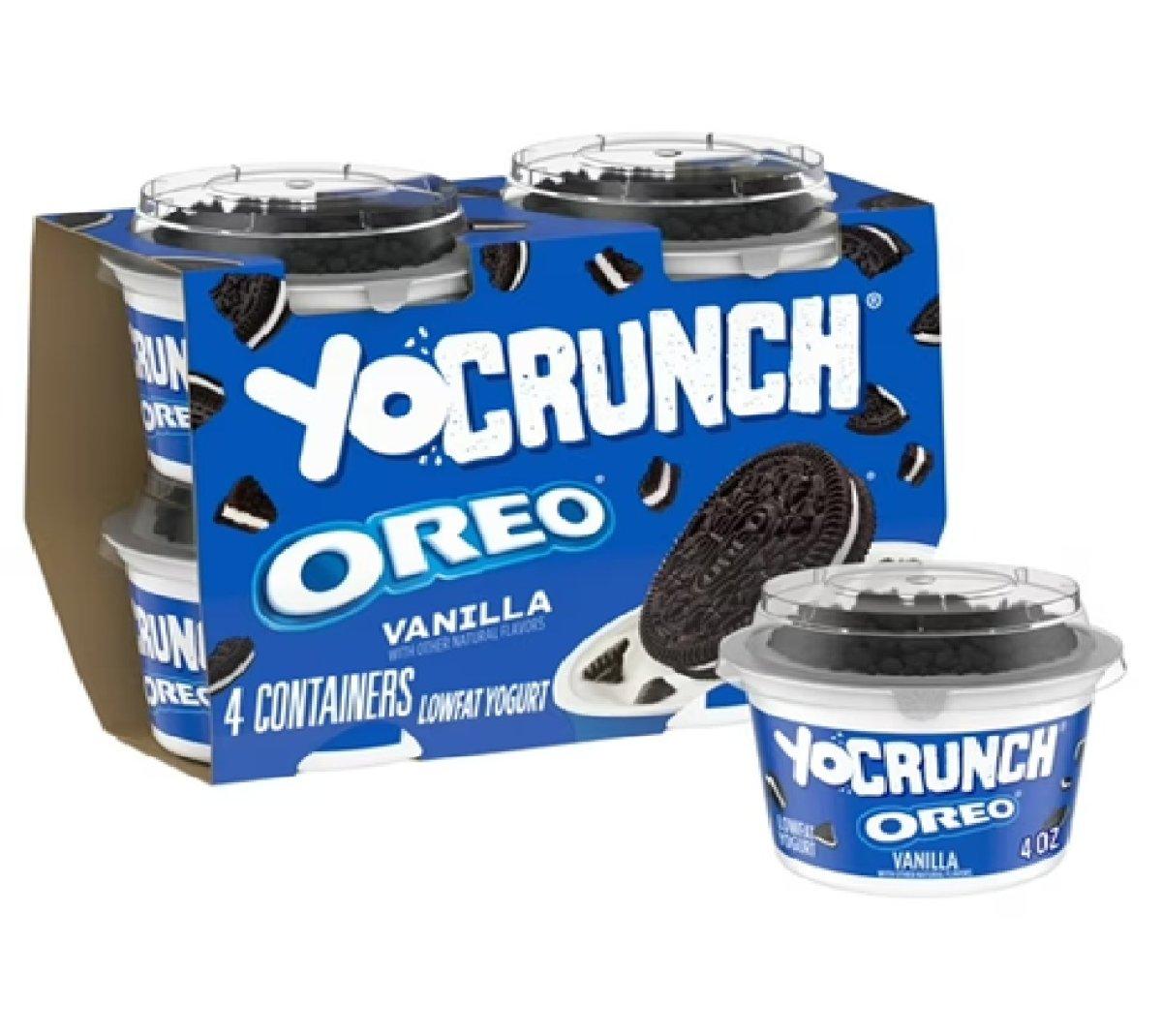 YoCrunch Low Fat Vanilla Yogurt with OREO® Cookie Pieces, 4 oz Yogurt Cups, 4 Count