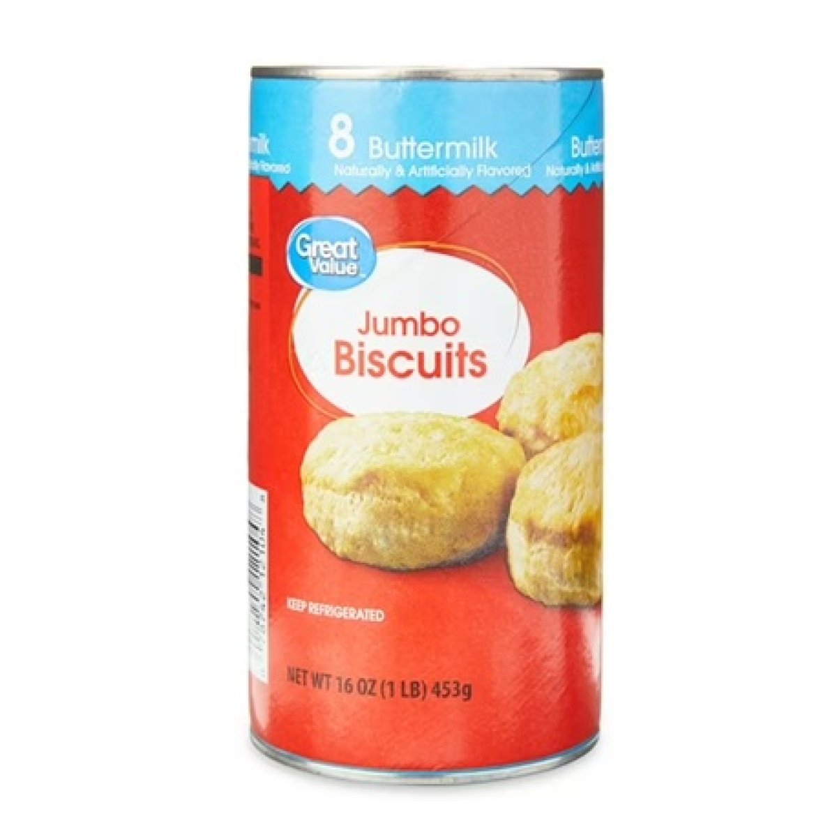Great Value Jumbo Buttermilk Biscuits, 16 oz, 8 Count