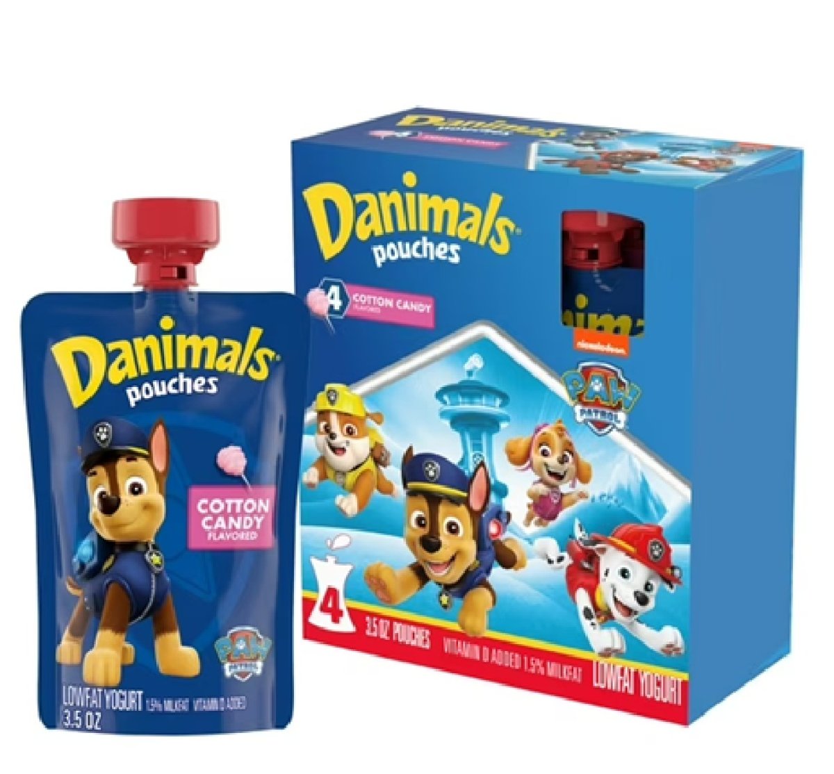 Danimals Squeezable Cotton Candy Low Fat Yogurt Pouches, 3.5 oz, 4 Count