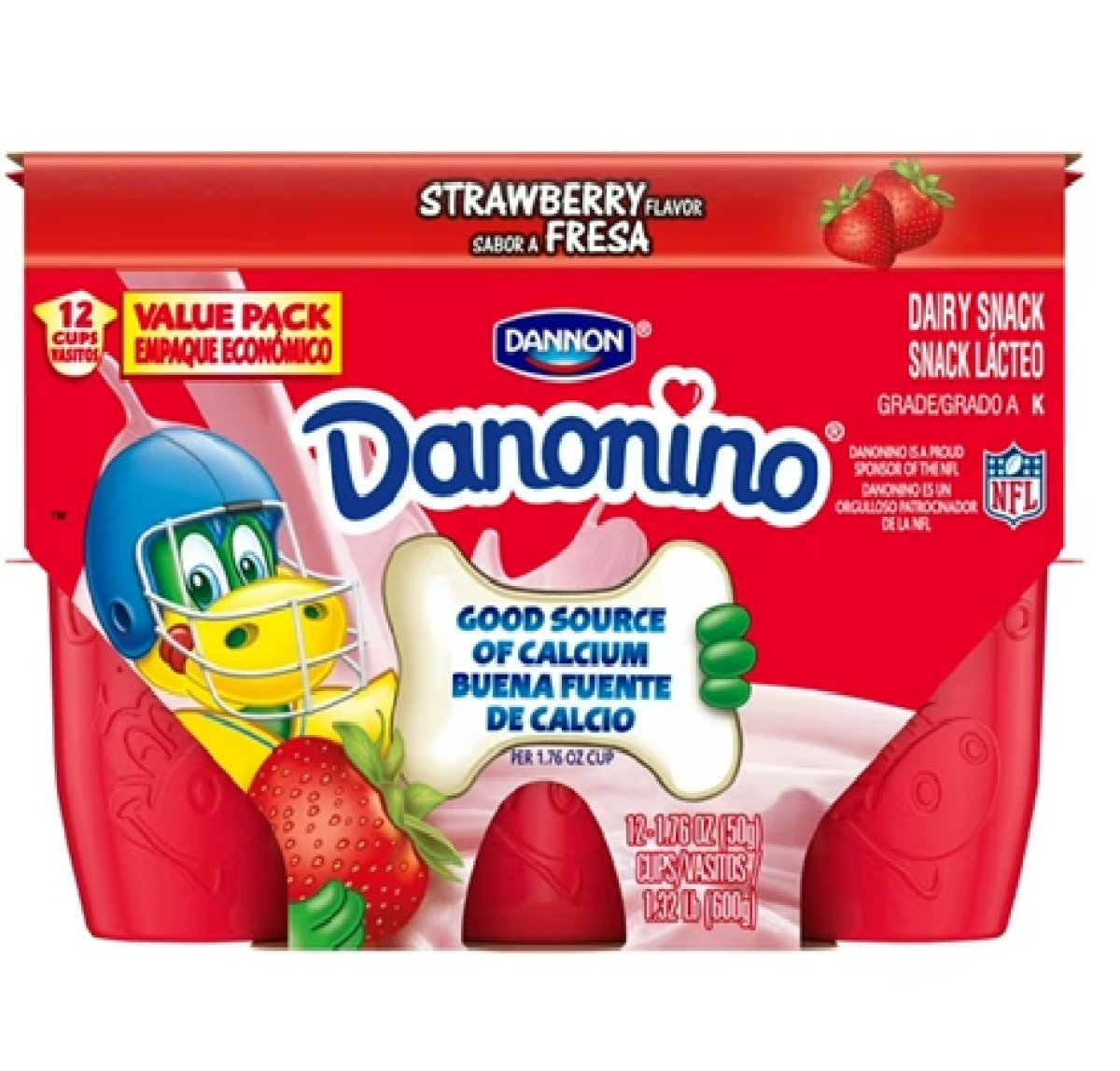 Dannon Danonino Strawberry Dairy Snack 1.76 Oz, 12 Units