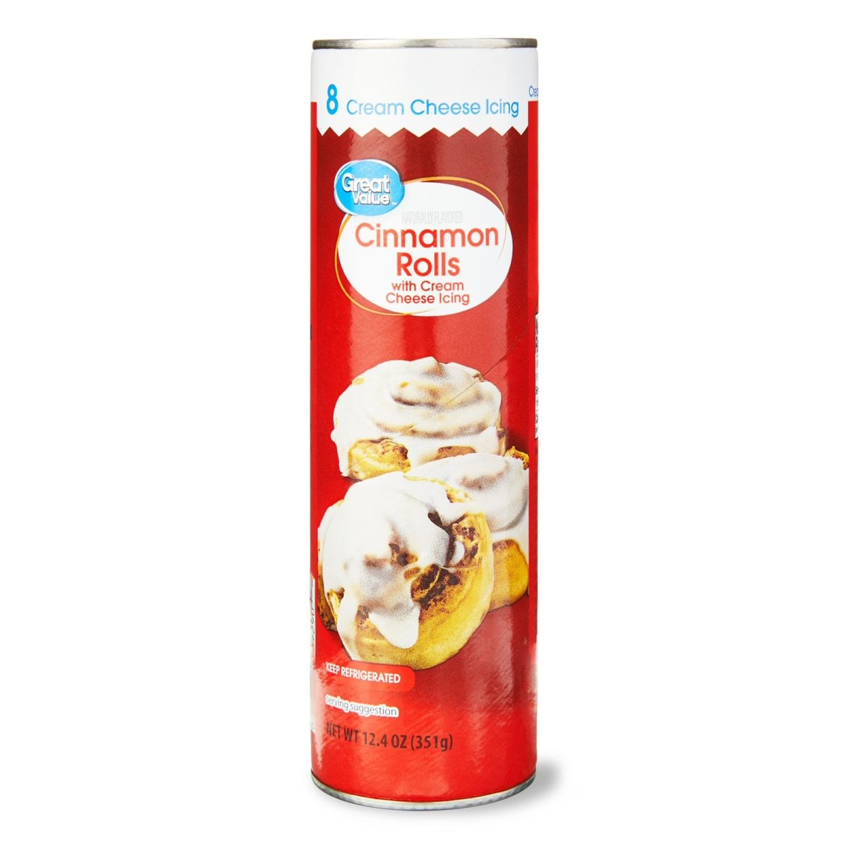 Great Value Regular Cinnamon Roll Dough with Cream Cheese Icing, 8 Count