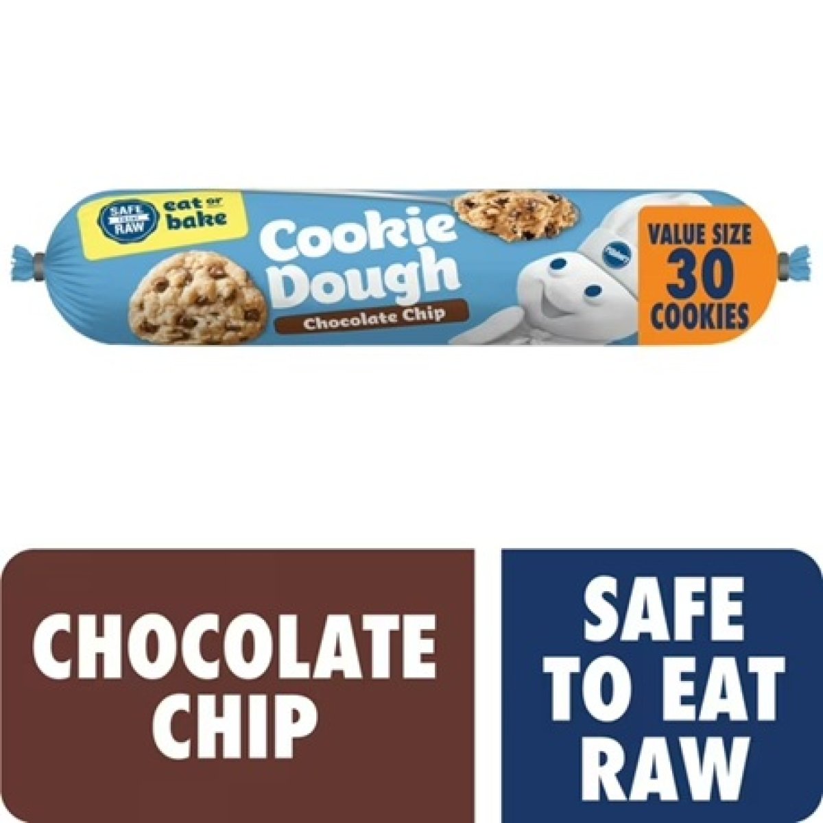 Pillsbury Ready to Bake Cookie Dough, Chocolate Chip, Value Size, 30 oz