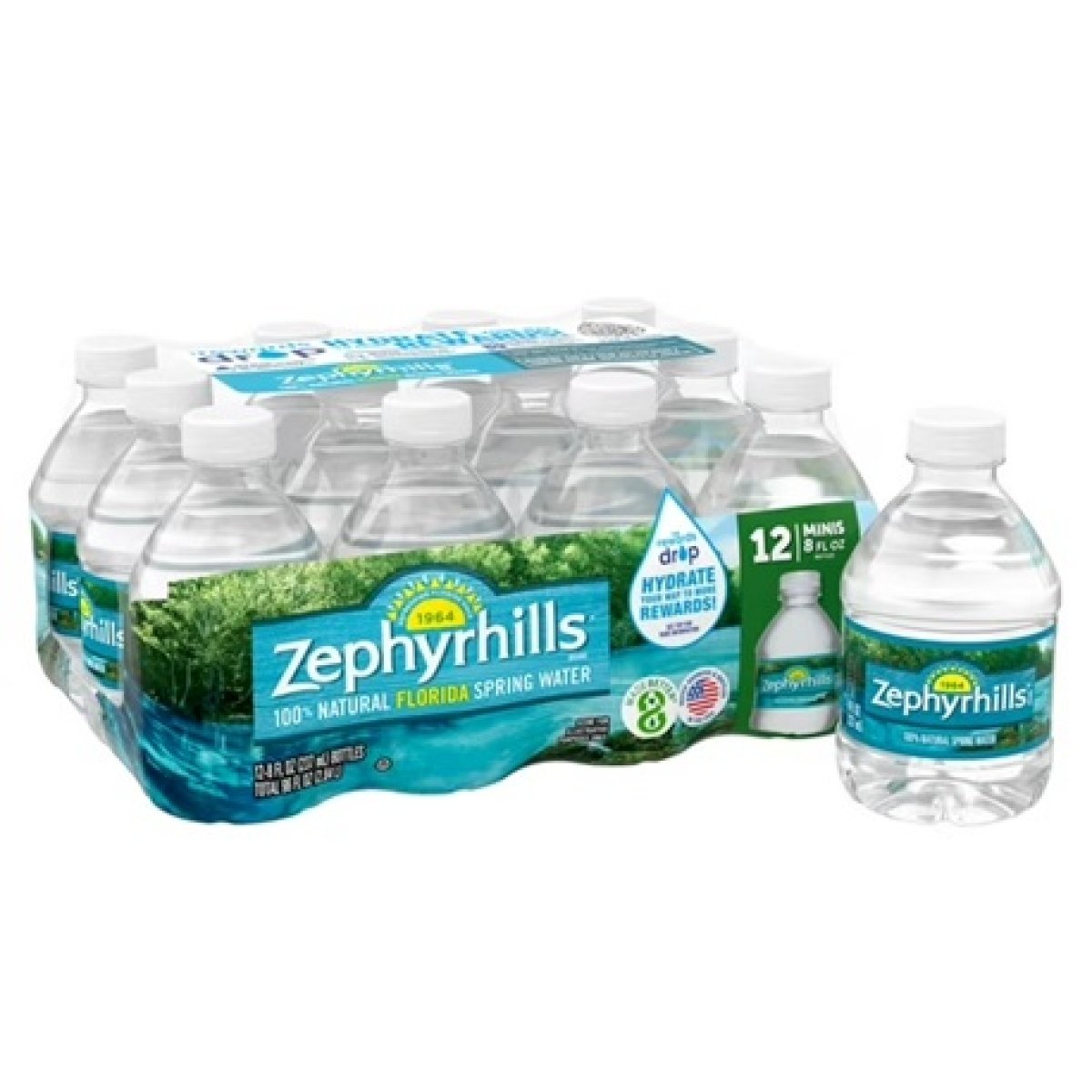 Zephyrhills Florida Spring Water, 8 fl oz, 12-Pack Plastic Bottles