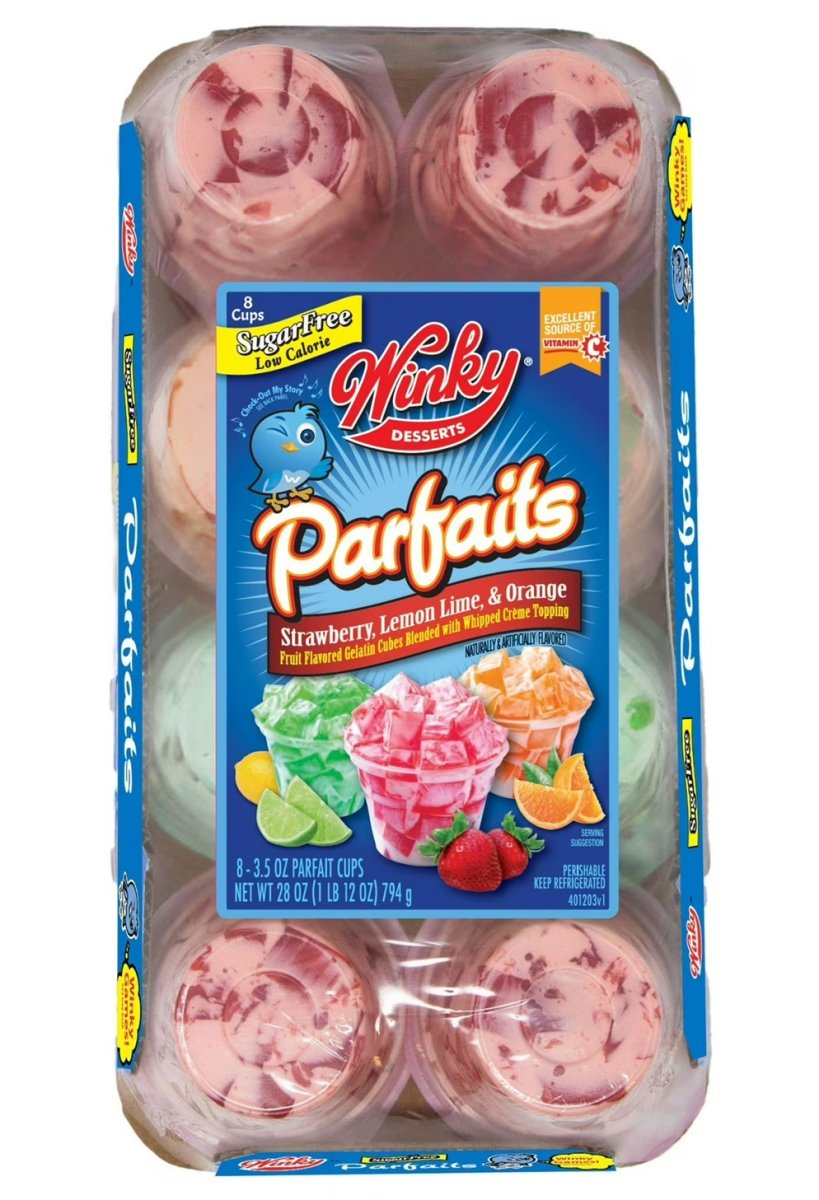 Winky Sugar-Free Parfait Gelatin, 8 Pack Plastic Cups, Refrigerated, Gluten-Free