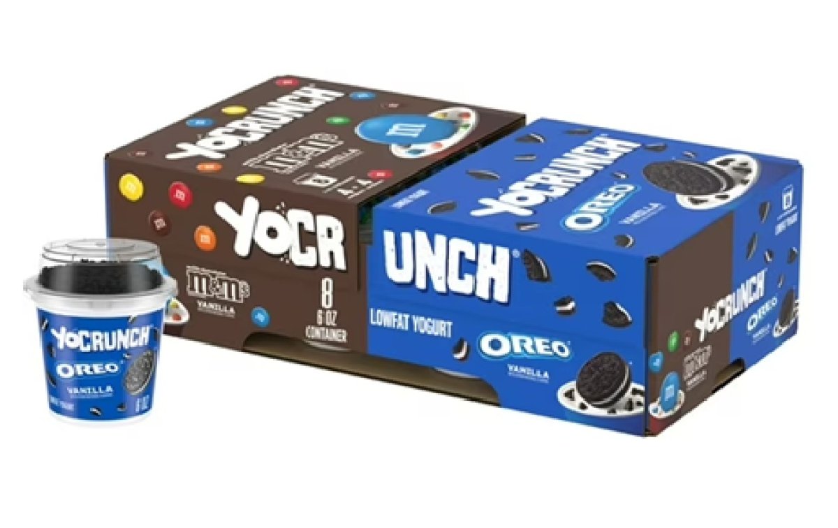 YoCrunch Low Fat Vanilla Yogurt with OREO® Cookie Pieces and Mini M&Ms®, 6 oz Yogurt Cups, 8 Count