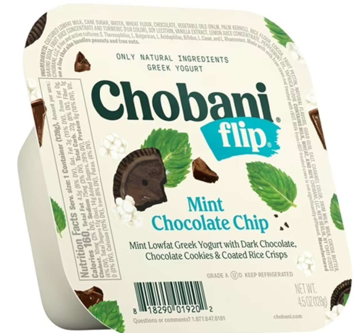 Chobani Flip Low Fat Greek Yogurt with Chocolate Chips and Mint, 4.5 oz Cup