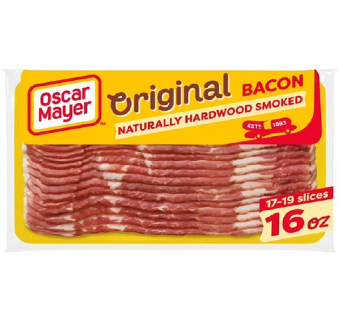Oscar Mayer Natural Hardwood Smoked Bacon 16 oz Package, 17-19 Slices