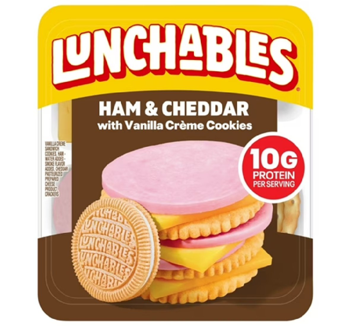 Lunchables Ham and Cheddar Cheese Cracker Stackers, Kids Lunch Snack, 3.5 oz Plastic Tray