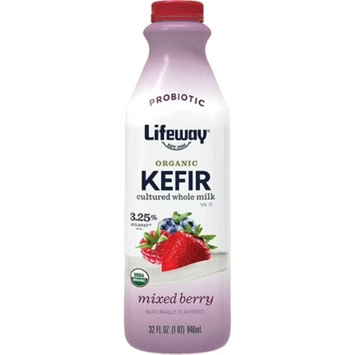 Lifeway Organic Whole Milk Mixed Berry Kefir 32 fl oz Bottle