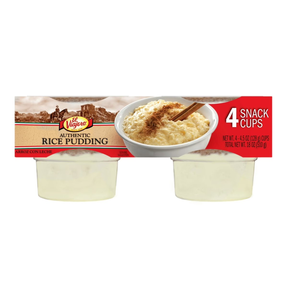 El Viajero Rice Pudding Snack Cup, 4.5 oz, 4 Count