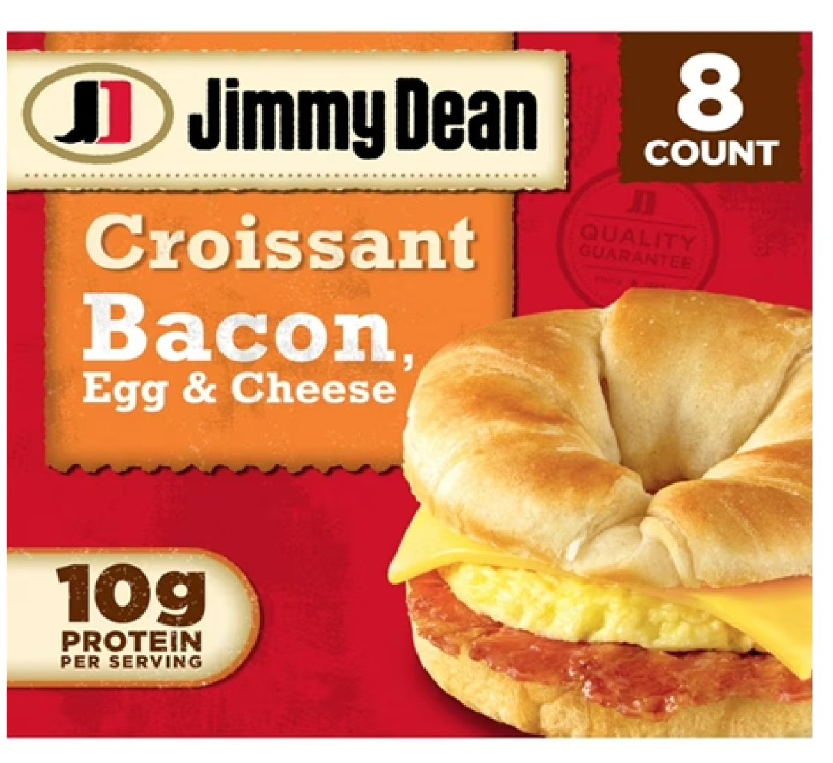 Jimmy Dean Cheese and Egg Croissant Sandwich with Bacon 28.8 oz, 8 Count (Frozen)