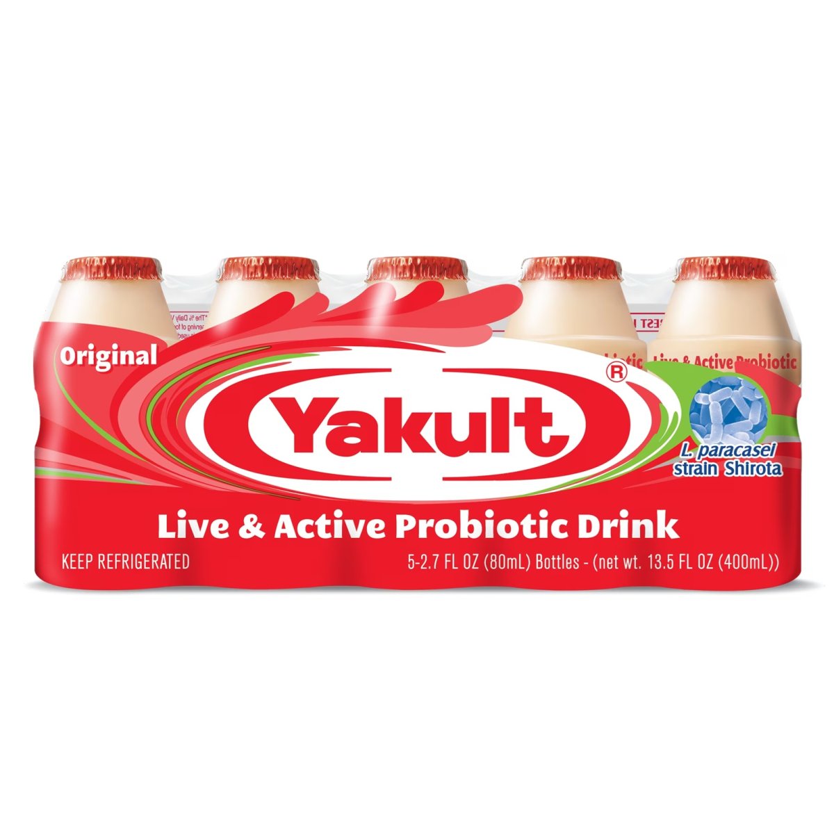 Yakult Non-Fat Live & Active Probiotic Drink, 2.7 fl oz, 5 Count, Gluten Free, Fat Free, Cholesterol Free- Yogurt section