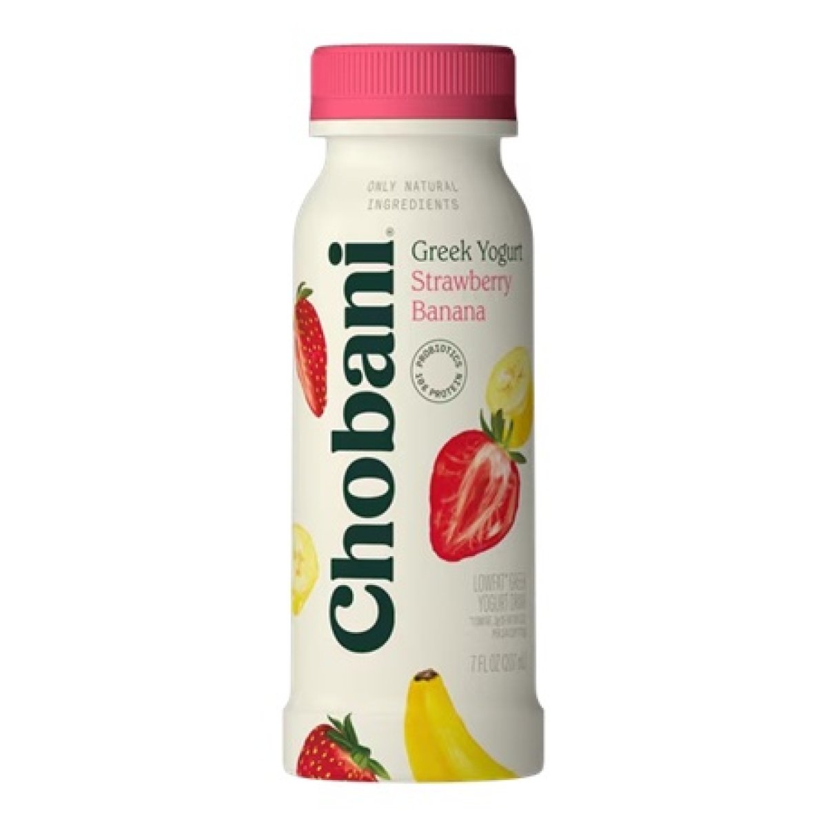 Chobani Low-Fat Greek Yogurt Drink Strawberry Banana 7 fl oz Bottle