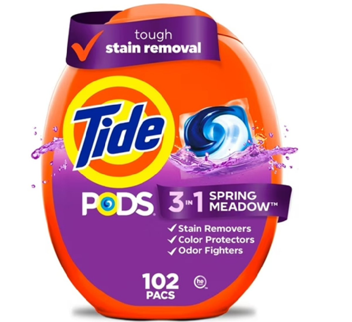 Tide PODS Liquid Laundry Detergent Packs, Spring Meadow Scent, 102 Units