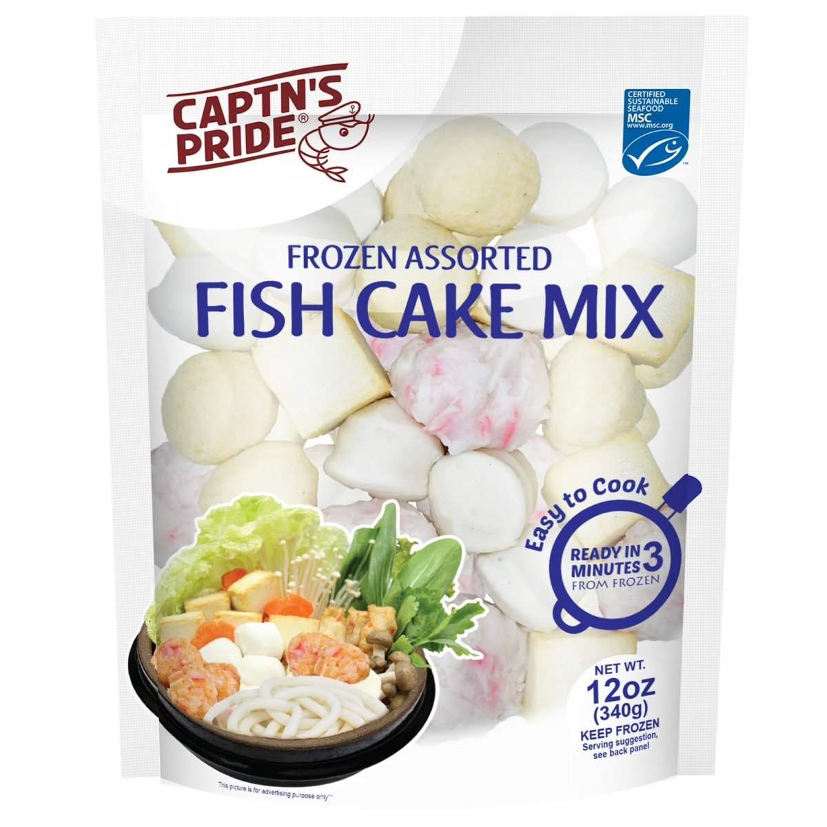 Captain's Pride Frozen Variety Fish Cake Mix 12 oz (340 g)