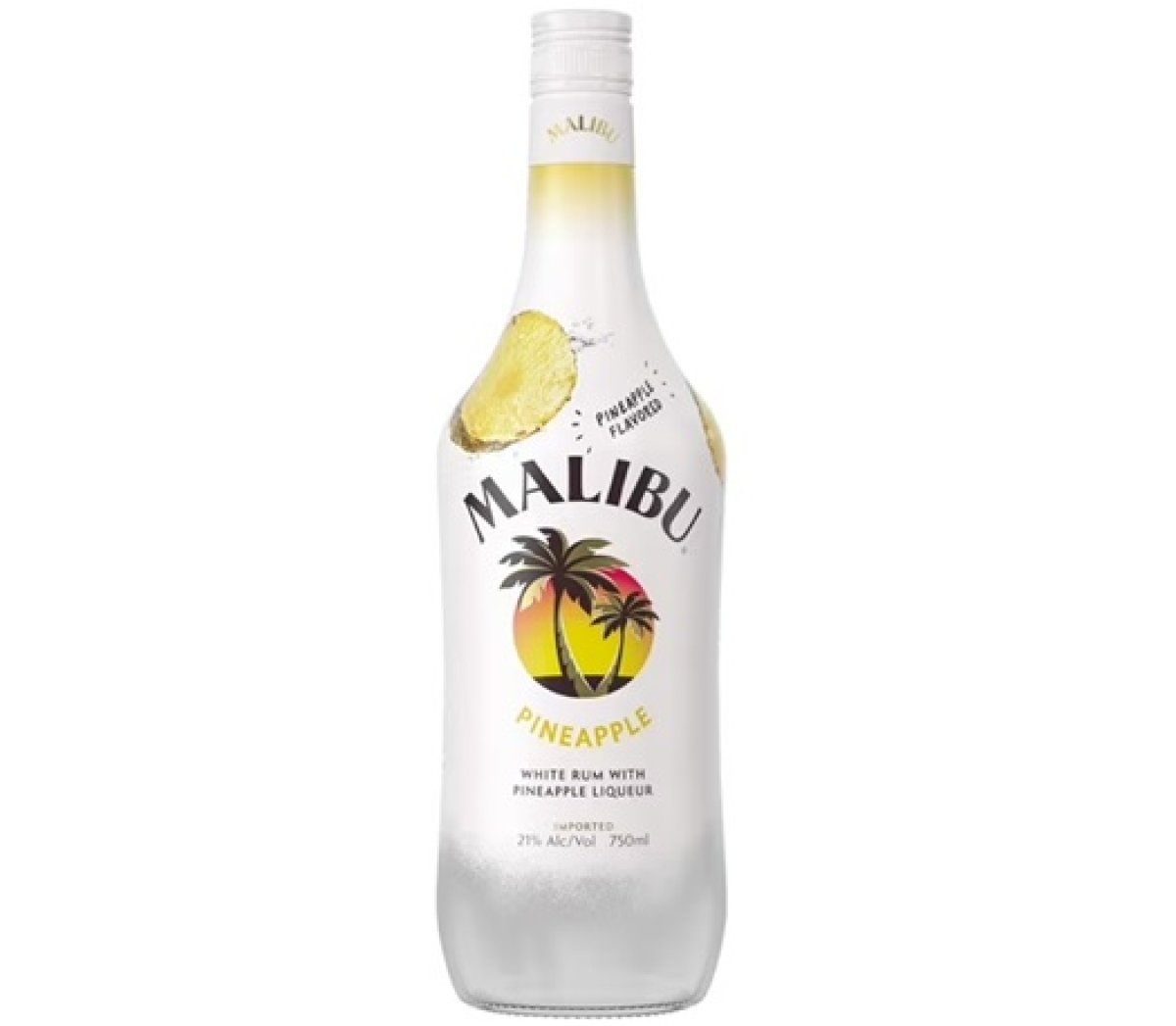 Malibu White Rum with Pineapple Liqueur, 750ml Bottle, 21% ABV