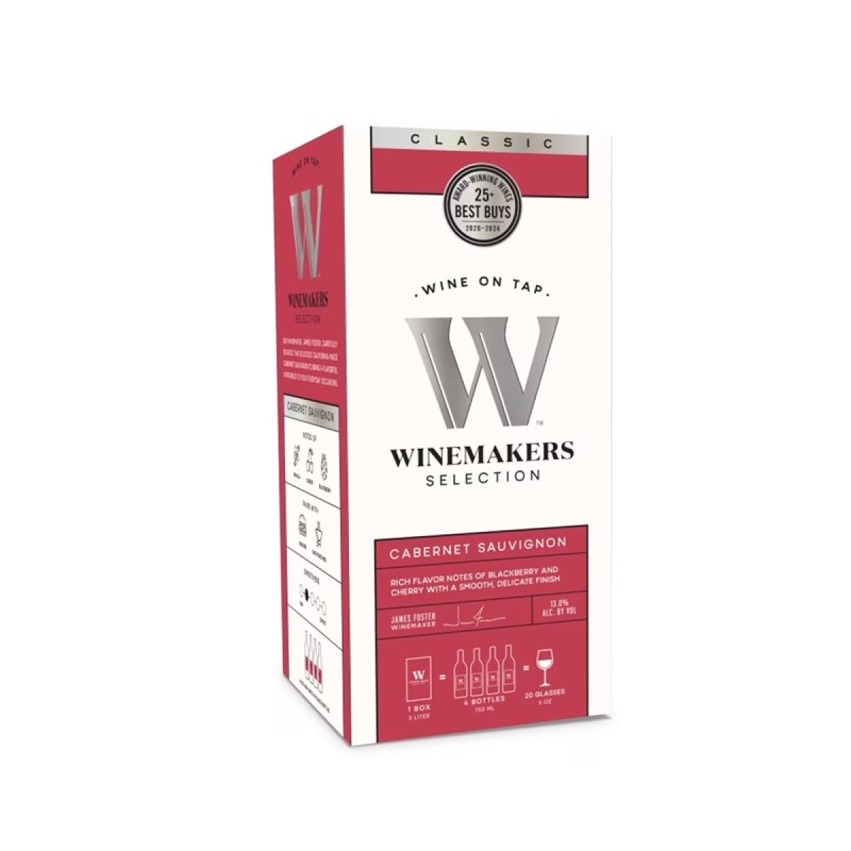 Winemakers Selection Classic Series Cabernet Sauvignon California Red Wine, 3L Boxed Bag, 13% ABV