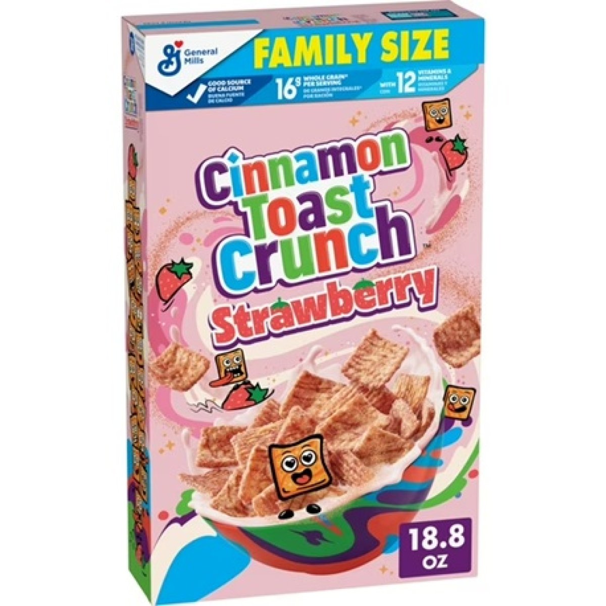 Cinnamon Toast Crunch Breakfast Cereal, Strawberry Crunch Cereal, Family Size, 18.8 oz