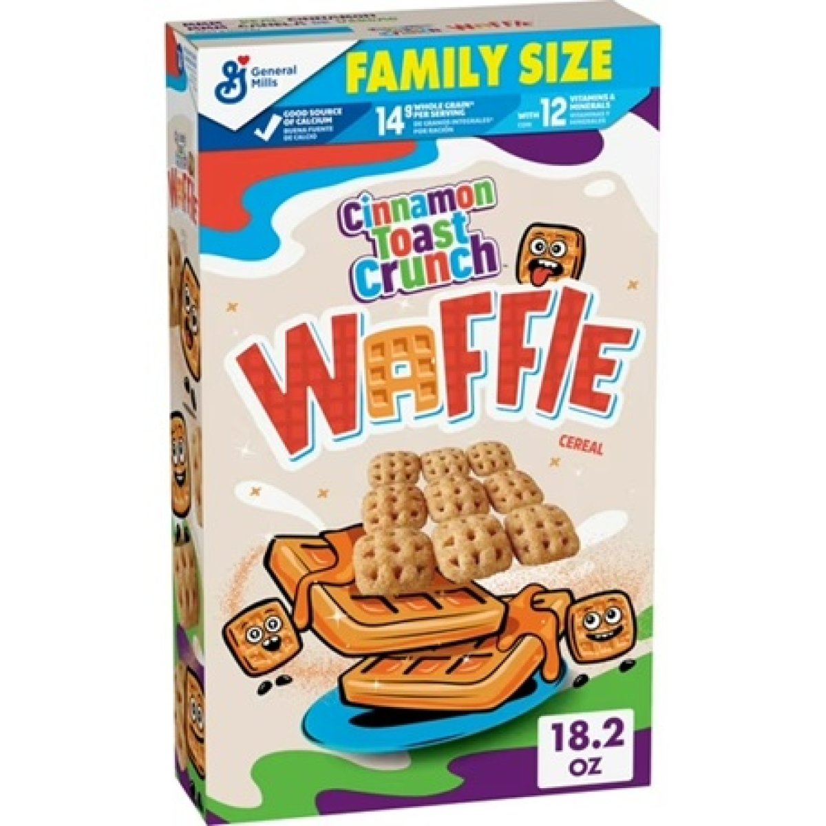Cinnamon Toast Crunch Waffle-Style Breakfast Cereal, Family Size, 18.2 oz