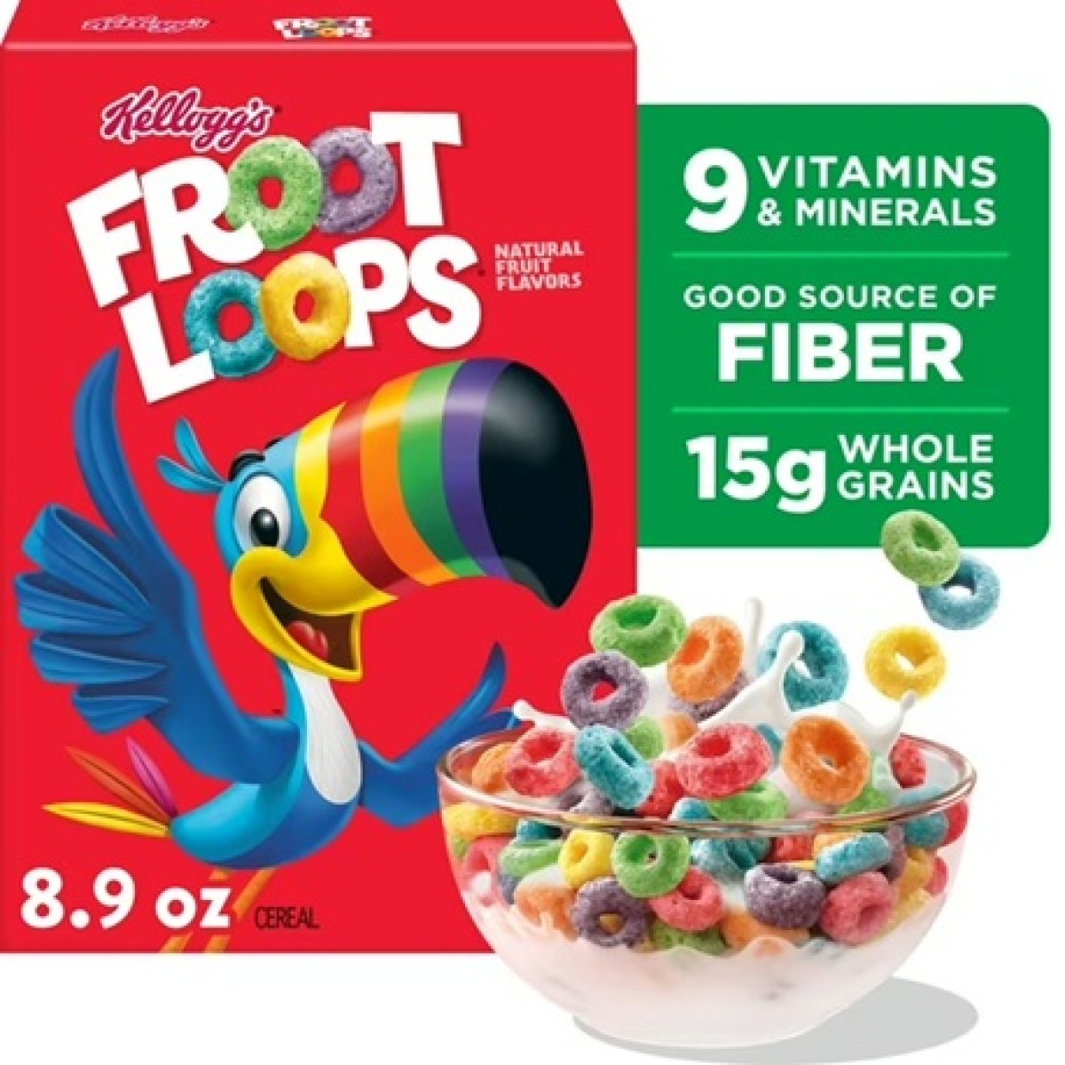 Kellogg's Froot Loops Breakfast Cereal, Children's Cereal, Family Breakfast, Original, 8.9 oz Box (1 Box)