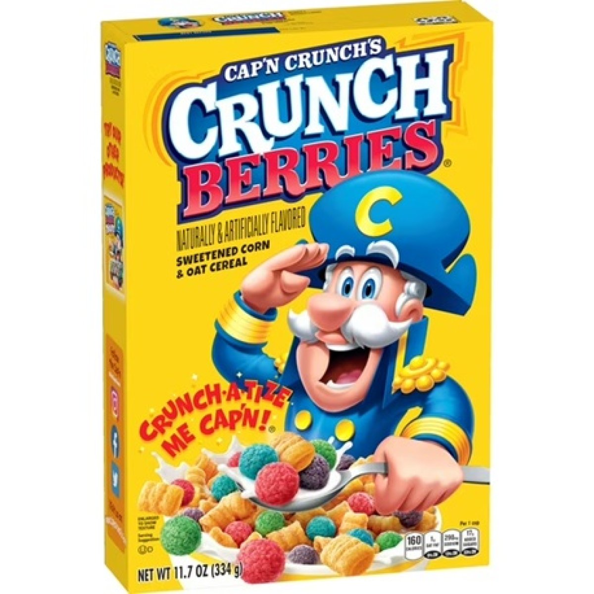 Cap'n Crunch, Crunchy Red Berries, Children's Cereal, 11.7 oz Packaged Breakfast Cereal Box