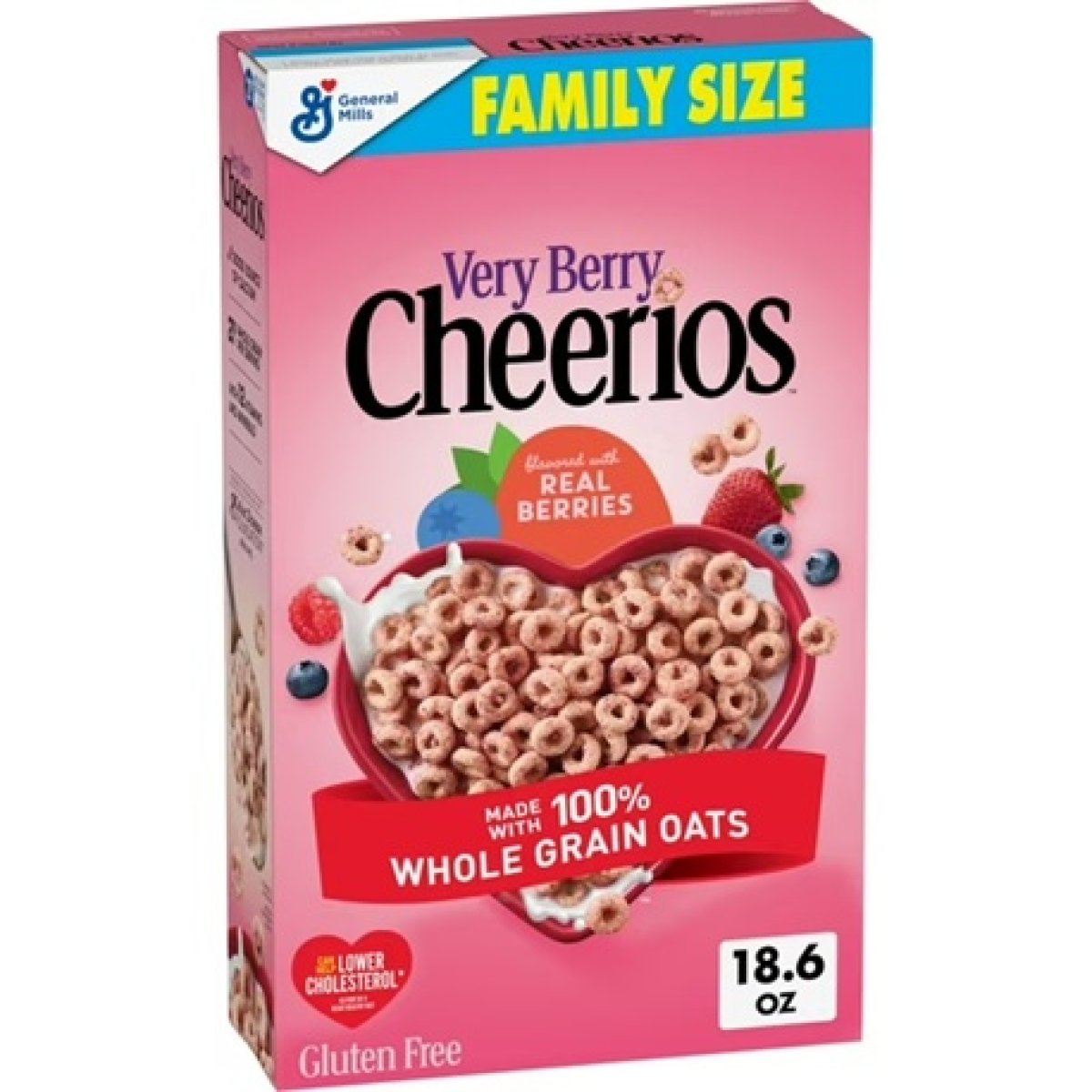 Cheerios Very Berry, Heart-Healthy Gluten-Free Breakfast Cereal, Family Size, 18.6 oz