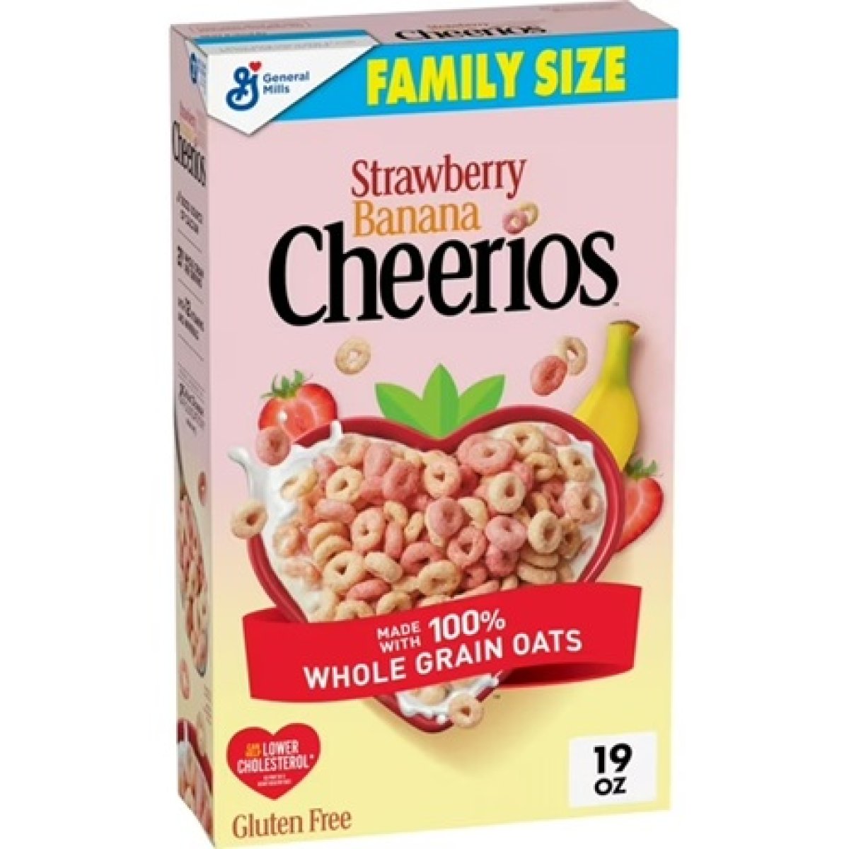 Banana and Strawberry Cheerios, Heart-Healthy Gluten-Free Breakfast Cereal, Family Size, 19 oz
