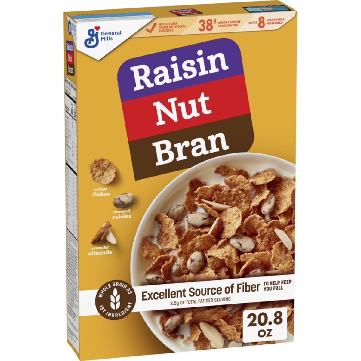 Raisin Nut Bran Cereal, High Fiber Cereal, Made with Whole Grains, 20.8 oz
