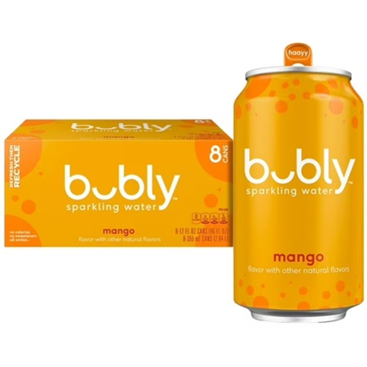 bubly Mango Sparkling Water 12 fl oz, 8 Can Pack