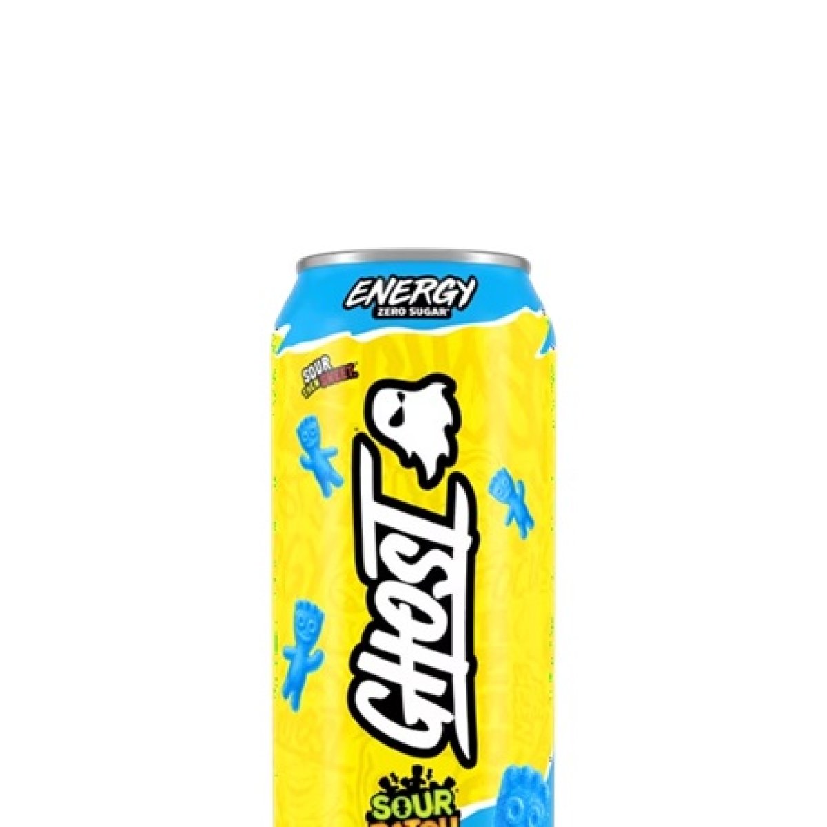 Ghost Sugar-Free Energy Drink Sour Patch Kids Blue Raspberry, 200mg Natural Caffeine, 16 fl oz, Can