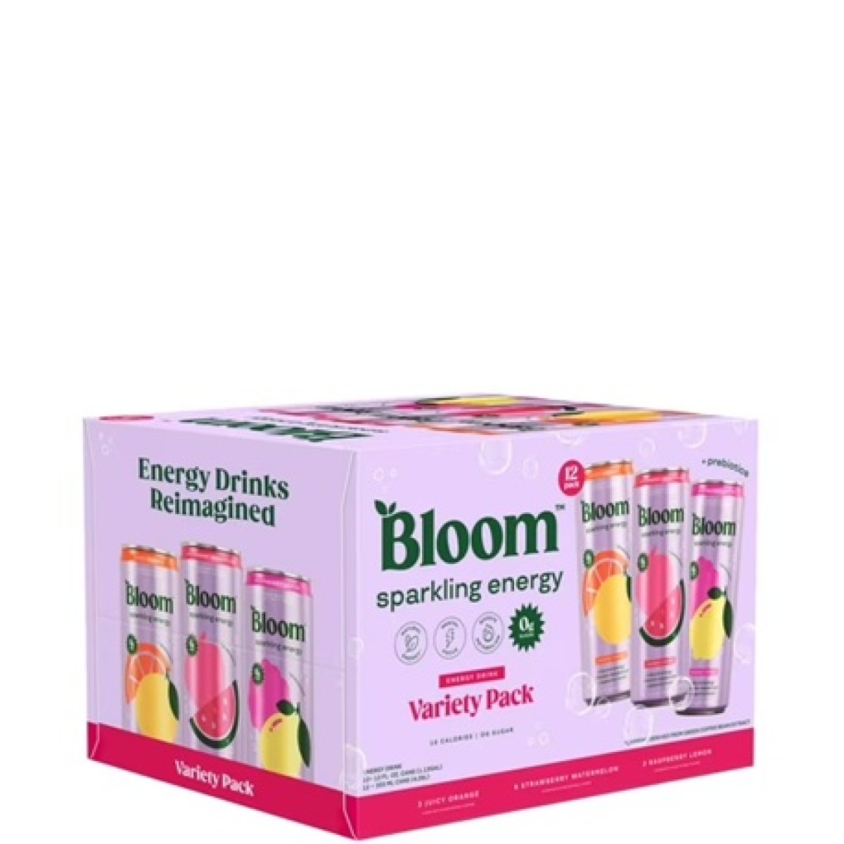 Bloom Nutrition Sparkling Energy Drink, Variety, 12 fl oz Cans, 12 Pack